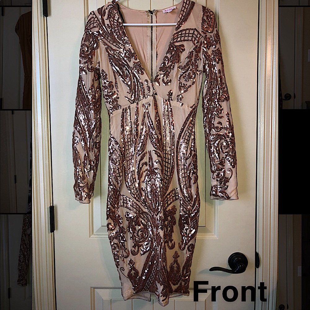 A’GACI gold patterned dress
